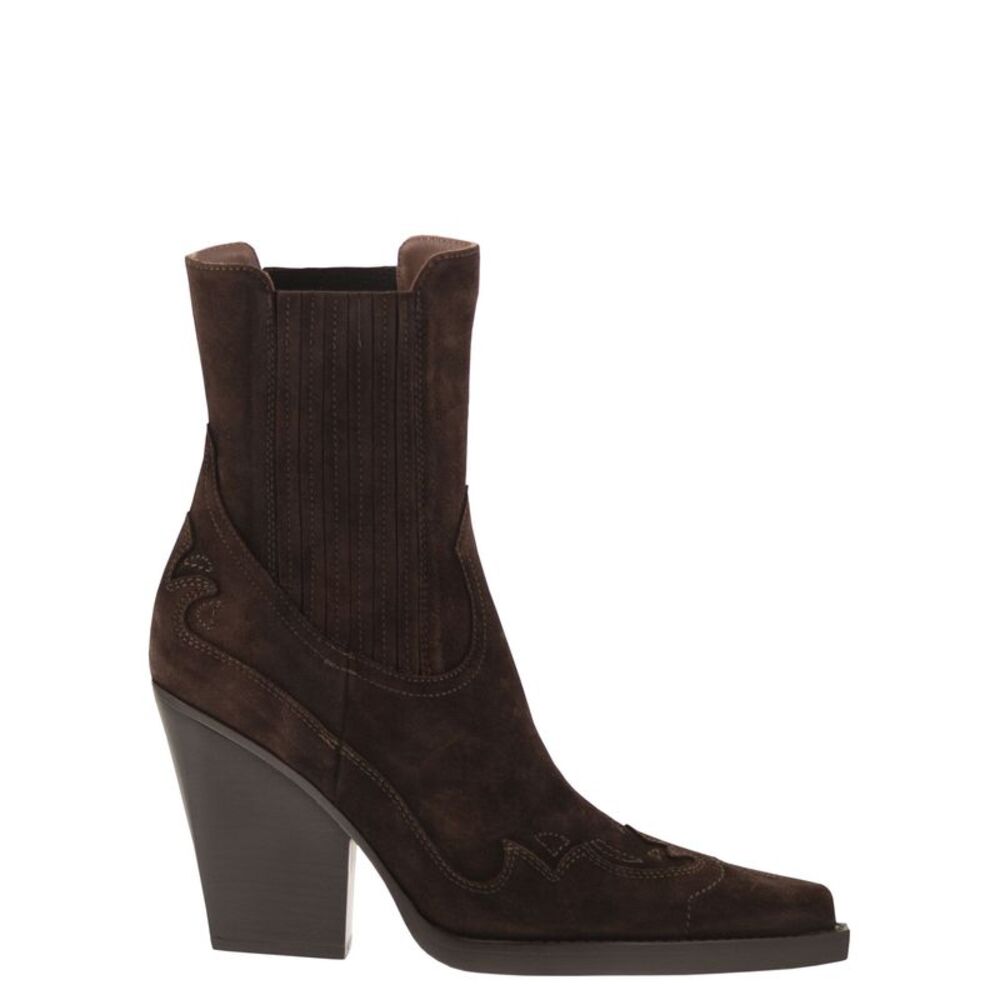Paris Texas Women Dallas Embroidered Ankle Boot 100 - Suede Western Ankle Boots